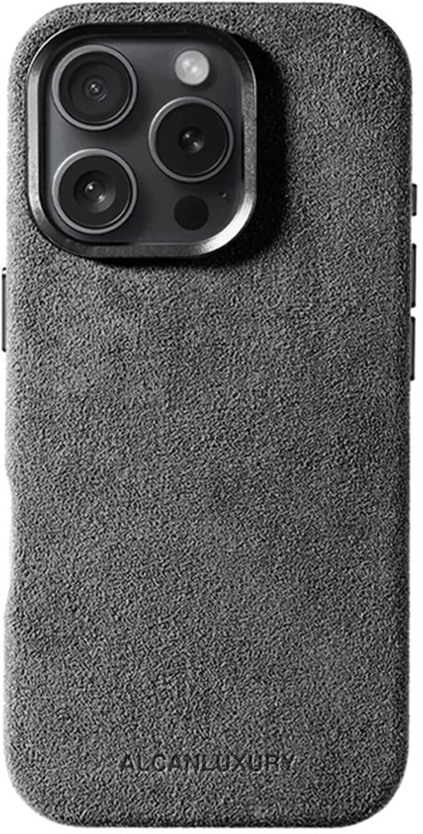 Alcanluxury Alcantara telefoonhoesje geschikt voor Apple iPhone 16 Pro - Nardo Grey