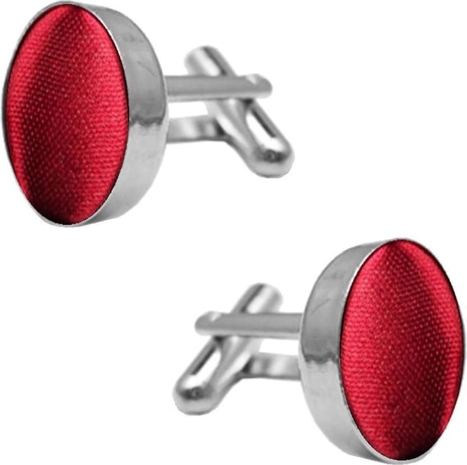 Fako Bijoux - Manchetknopen - Staal & Zijde - 16mm - Rood