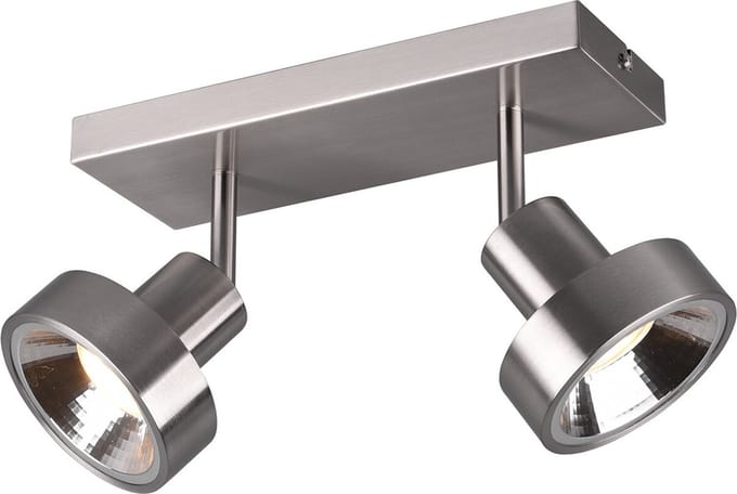 LED Plafondspot - Torna Lonisda - GU10 Fitting - 2-lichts - Rechthoek - Mat Nikkel - Aluminium