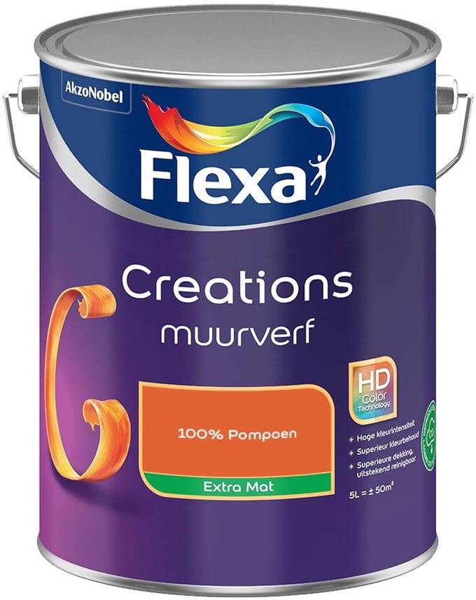 Flexa - Creations Muurverf Extra Mat - 100% Pompoen - Mengverf - 5 L