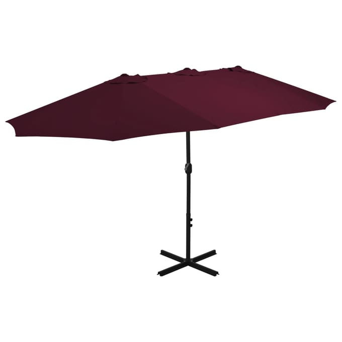 vidaXL - Parasol - met - aluminium - paal - 460x270 - cm - bordeauxrood