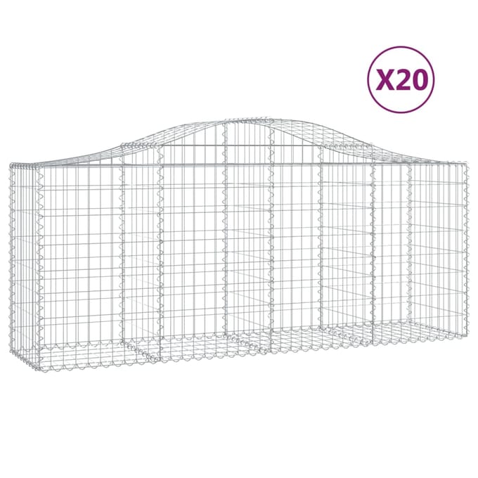 vidaXL - Schanskorven - 20 - st - gewelfd - 200x50x80/100 - cm - ijzer
