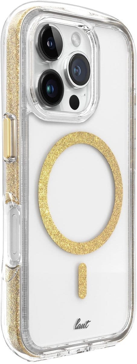 LAUT AERO SPARKLE iPhone Hoes – Crystal Clear met Glinsterend Effect & 6m Valbeveiliging | MagSafe Compatible | Apple iPhone 16 Pro Max