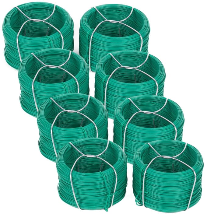 Benson Binddraad - 8x rolletjes - groen - 50m x 0,7 mm - plantendraad - geplastificeerd plastic