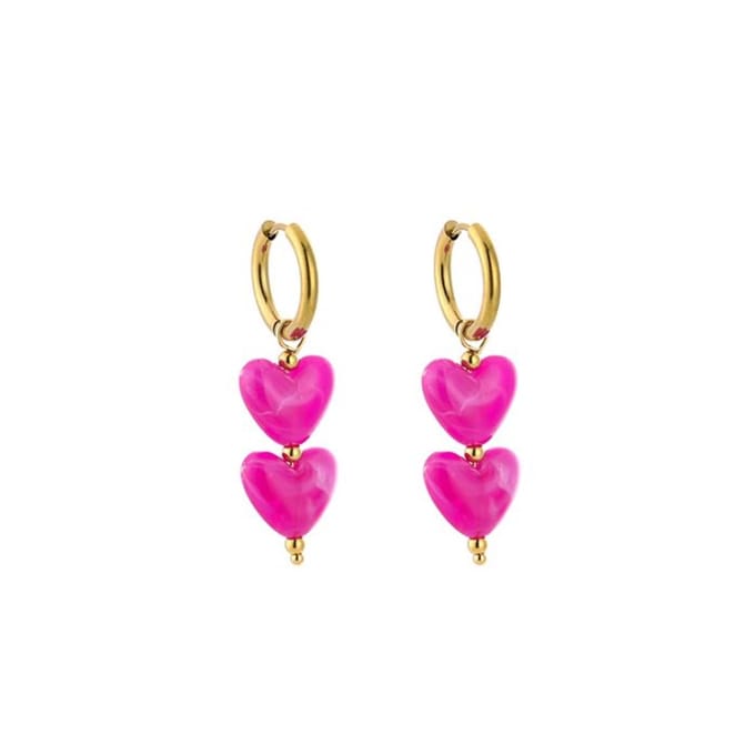 Hartjes oorbellen Fuchsia