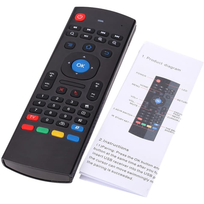 Mini 2.4G draadloze toetsenbordafstandsbediening Air Mouse voor Android Smart TV-box zwart
