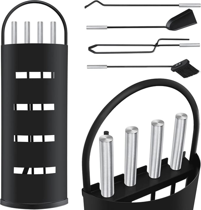 5-delige haardaccessoires set - modern haardgarnituur met inkijkbescherming