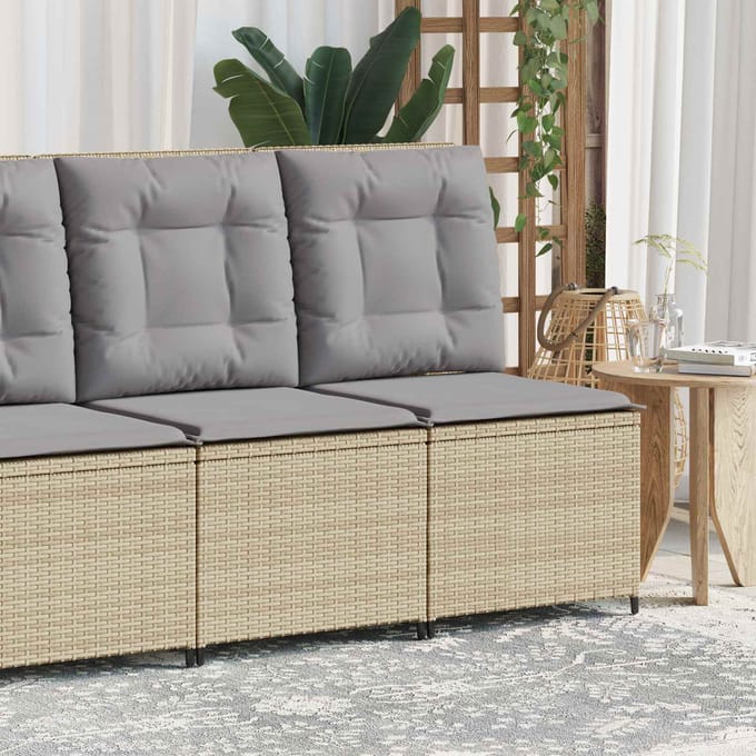 vidaXL - Tuin - Sofa - Beige - en - Grijs - poly - rattan