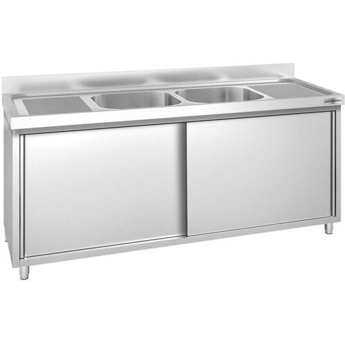 GGM Gastro Spülschrank PREMIUM - 1800x700mm - mit 2 Becken mittig
