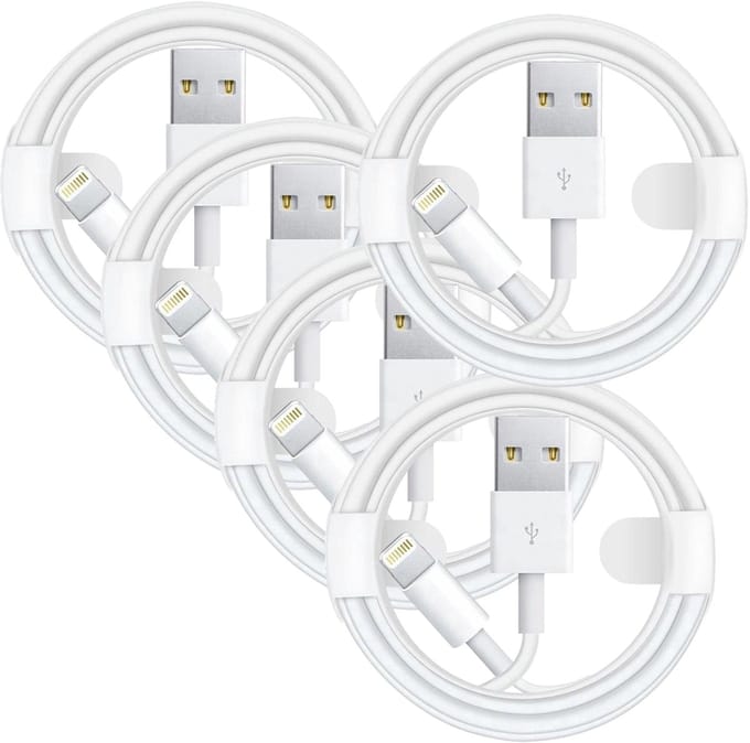 USB A naar Geschikt voor: USB Lightning Kabel - 2 Meter Oplaadkabel 5x - Wit