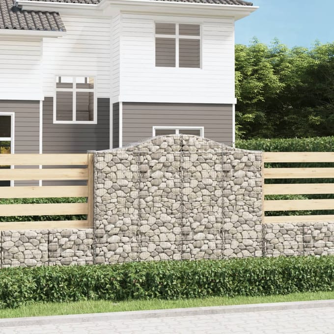 vidaXL - Schanskorven - 2 - st - gewelfd - 200x50x160/180 - cm - ijzer