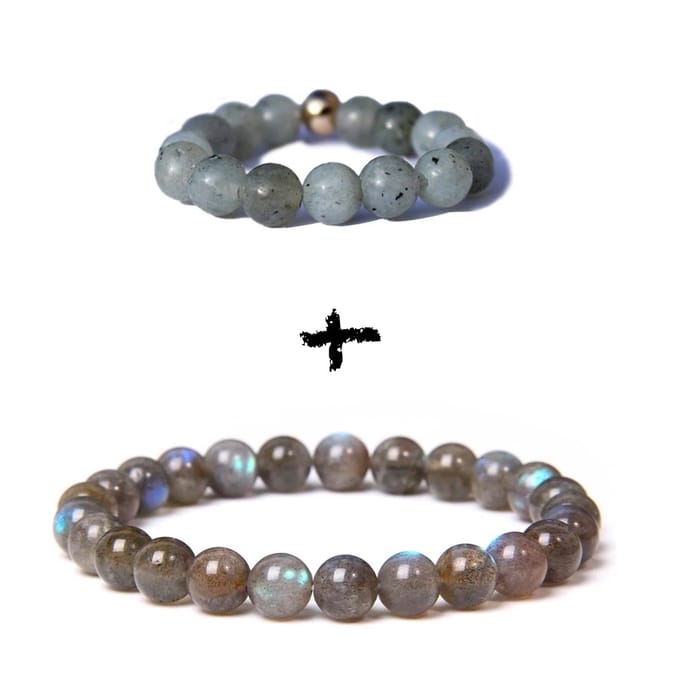 Bixorp Gems Edelstenen Sieraden Set Labradoriet - Armband + Ring