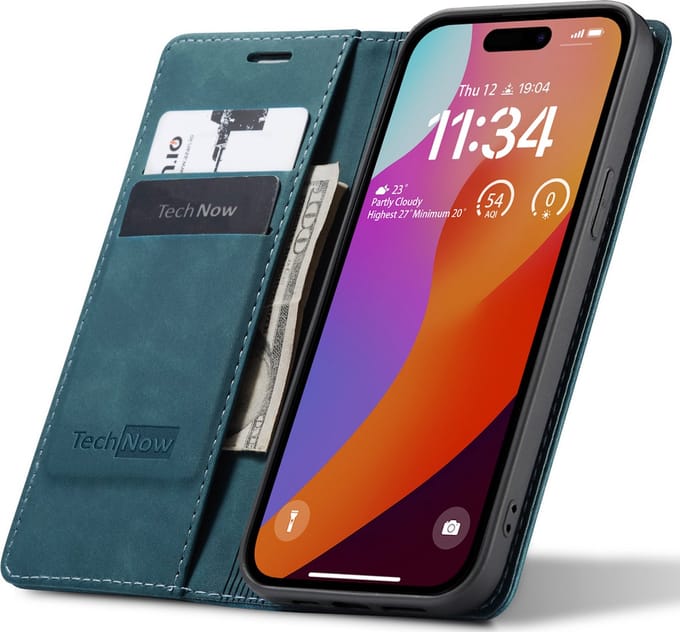 Hoesje geschikt voor iPhone 16 Pro Max - Book Case Leer Slimline Blauw