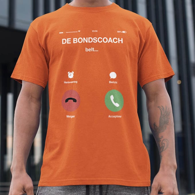 Oranje WK-EK T-Shirt De Bondscoach Belt M