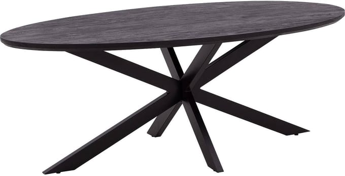 Goossens Nilo Eettafel - Hout - 210 x 76 x 100 cm - Ovaal - zwart