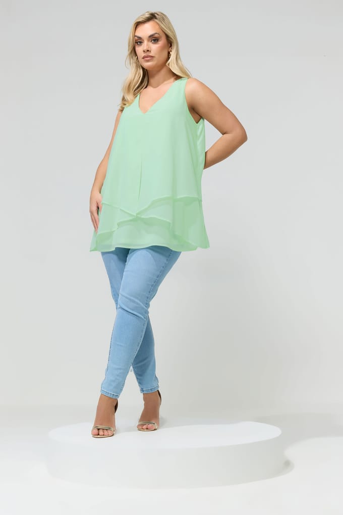 Yours London Mintgroene Gelaagde Blouse Size 44