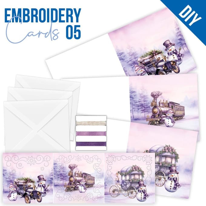 Stitch and Do Cards 5 - Berries Beauties - Purple Christmas