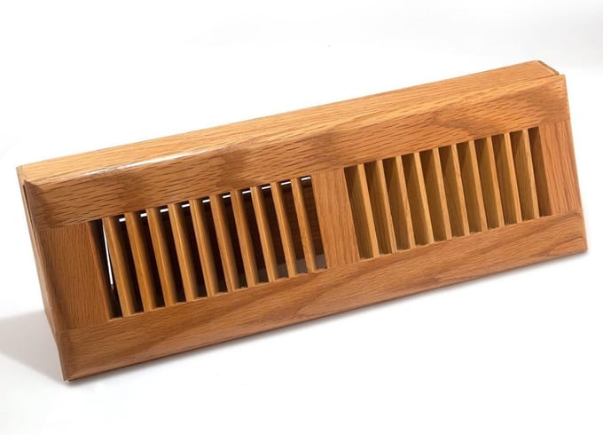 Eiken plintregister 15 inch met lichte afwerking voor vloeropening