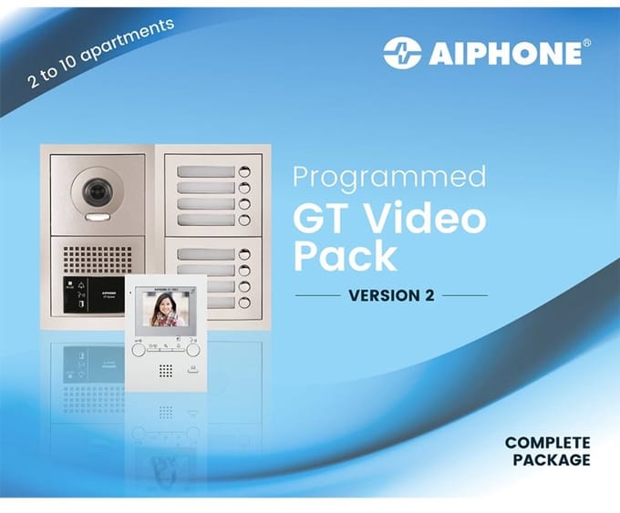 Aiphone Videokit voorgeprogrammeerd 2 appartementen bussysteem inbouw wit - A01008709