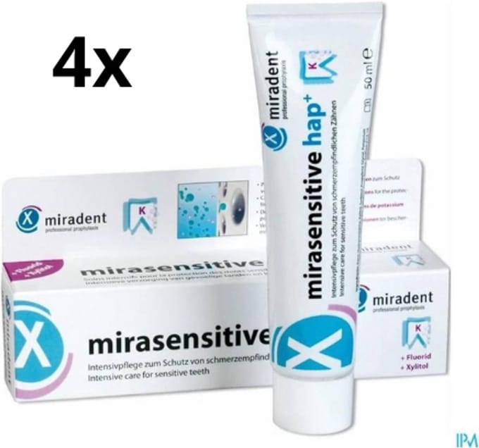 Miradent Mirasensitive Hap+ Tandpasta - 4 x 50 ml - Voordeelverpakking