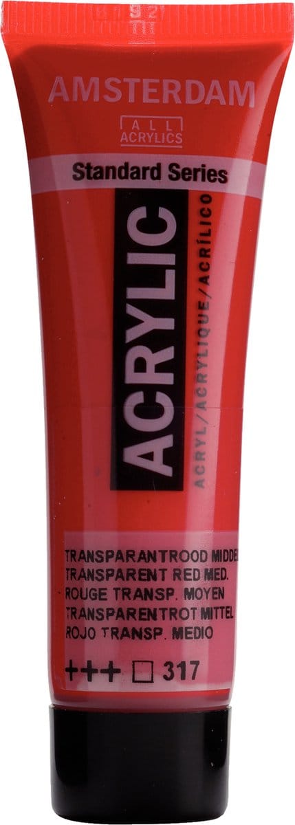 Verf - Acryl - 317 - Transparant rood middel - Amsterdam - 20ml