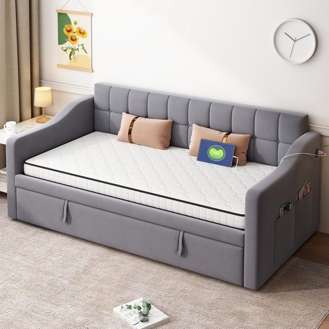 MODENUIT Binnenveringsmatras 90x190 cm – Met matras – H3 hardheid – Ergonomische drukverdeling – 10 cm dik – Wit