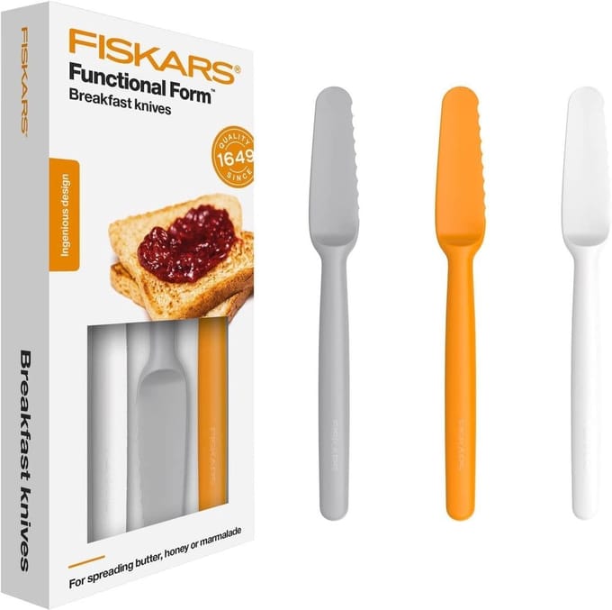 Fiskars Functional Form - Botermesje Set - 3-delig - Ergonomische Handgreep - Veilige Kunststof