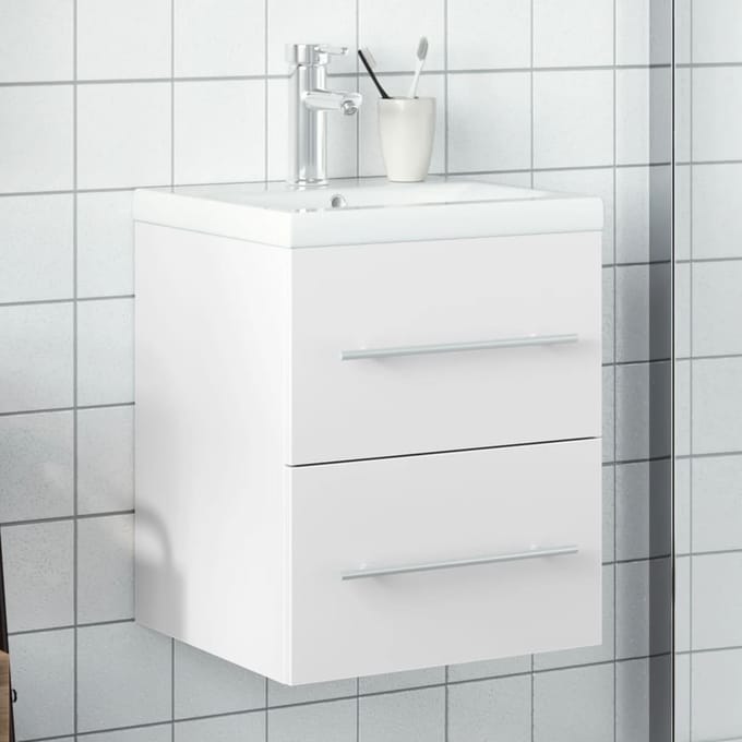 vidaXL - Wastafelkast - met - ingebouwde - wasbak - wit