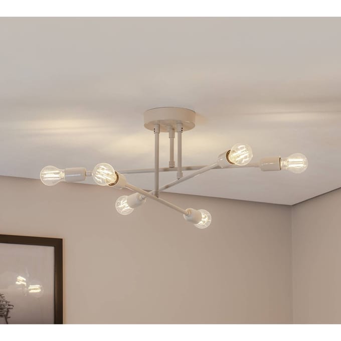 Opviq Plafondlamp Flower 177, crèmewit, metaal, 6-lamps