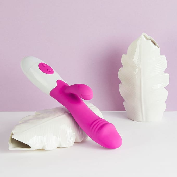 Krachtige siliconen rabbit met gestileerd eikel, 19 cm