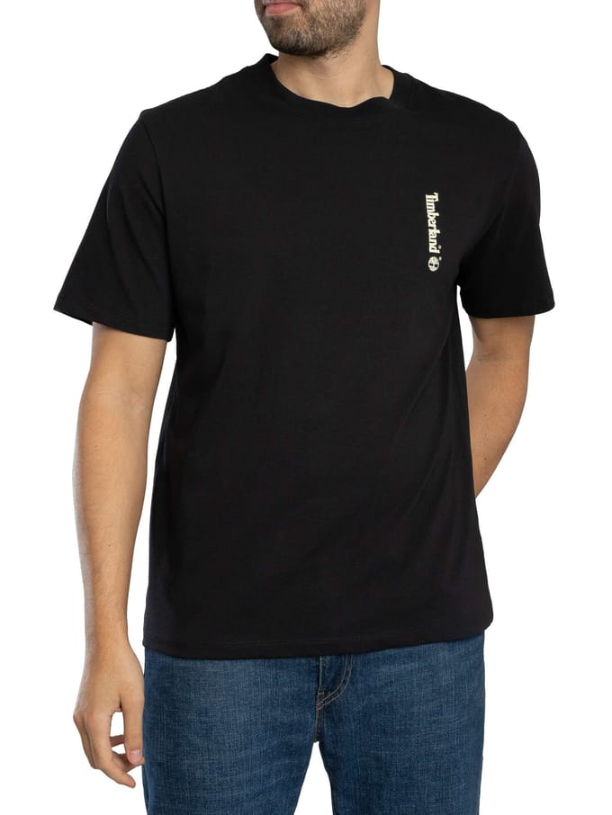 Timberland T-Shirt Met Ovaal Logo Op De Achterkant, Zwart