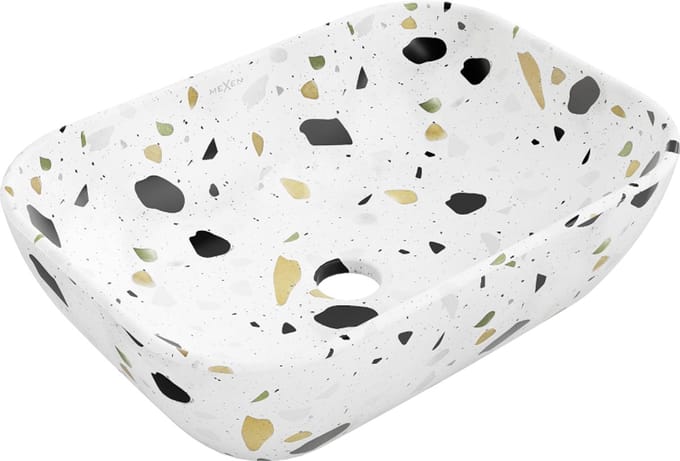 Mexen Rita opbouw waskom 45 x 32 cm, wit terrazzo steen - 21084587