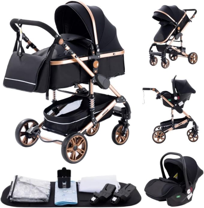3-in-1 Kinderwagen Combistroller Hoge Landspiegel Inklapbaar Schuimwielen