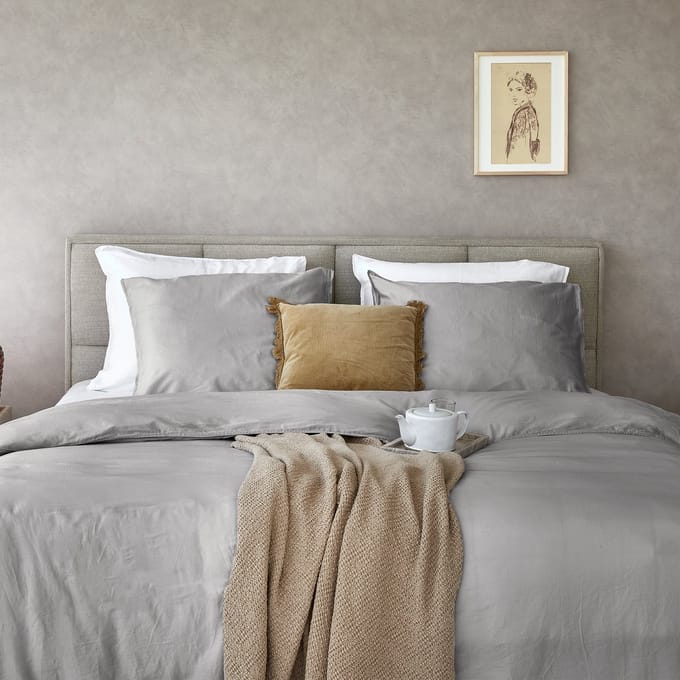 Dreamers Den gewassen Katoensatijn 300 TC Ice Grey - 140x200/220cm (260cm lengte)