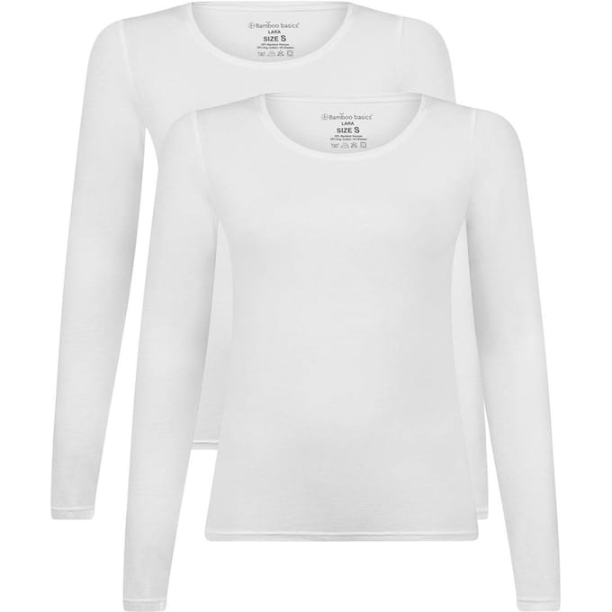 Comfortabel & Zijdezacht Bamboo Basics T-shirts lange mouw Lara (2-pack) - Wit - M