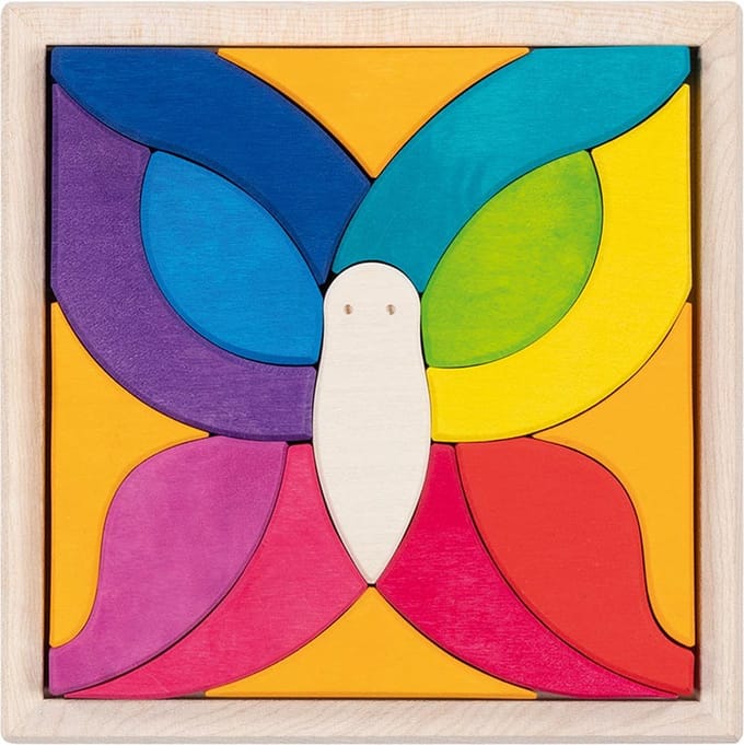 GOKI Puzzelmozaïek - Vlinder - 17X17X3Cm - 15 Delen - 2 Jaar