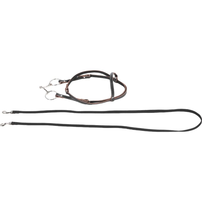 Bride de Cheval avec Rênes Taille Réglable Cuir de Vache Robuste Confortable Headstall pour Cheval pour l'Équitation L