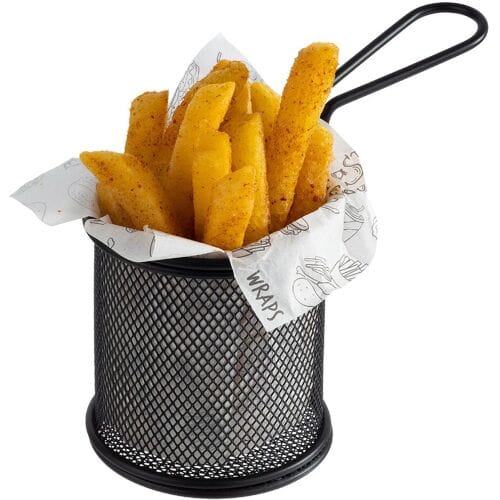 GGM Gastro (6 Stück) Servier Frittierkorb - SNACKHOLDER - Edelstahl - Ø 90mm - Schwarz