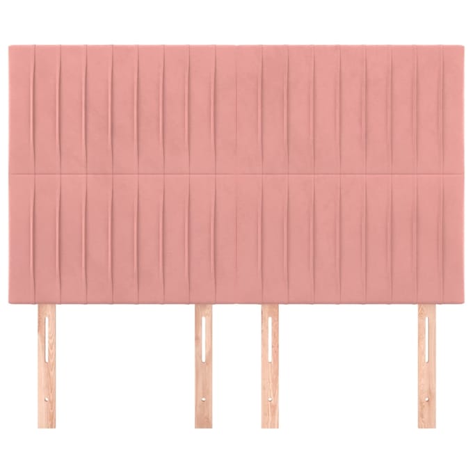 vidaXL - Hoofdbord - roze - 144x5x118/128 - cm - fluweel