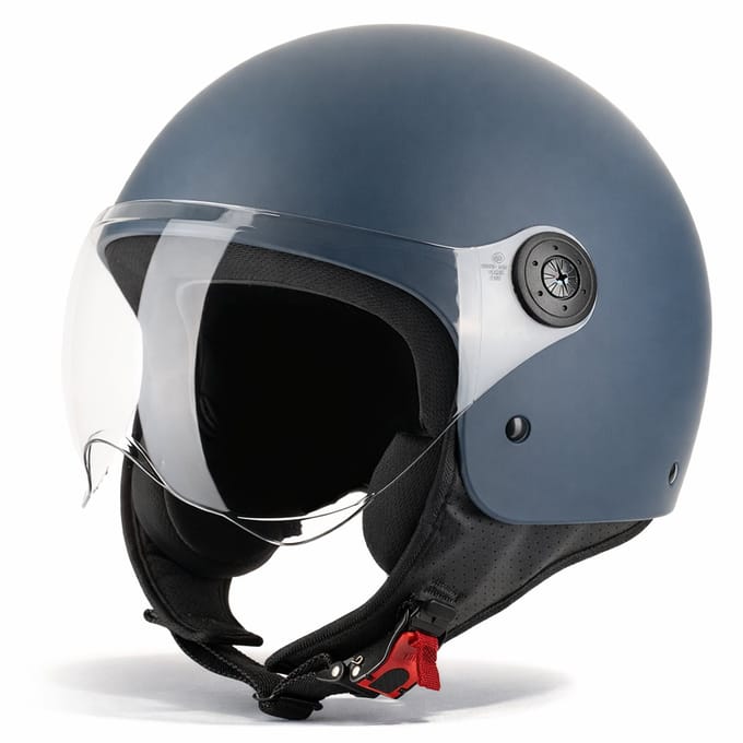 VINZ Duoro Jethelm met Vizier - Scooterhelm, Motorhelm, Brommerhelm, Snorfietshelm - ECE 22.06 - Blauw - M