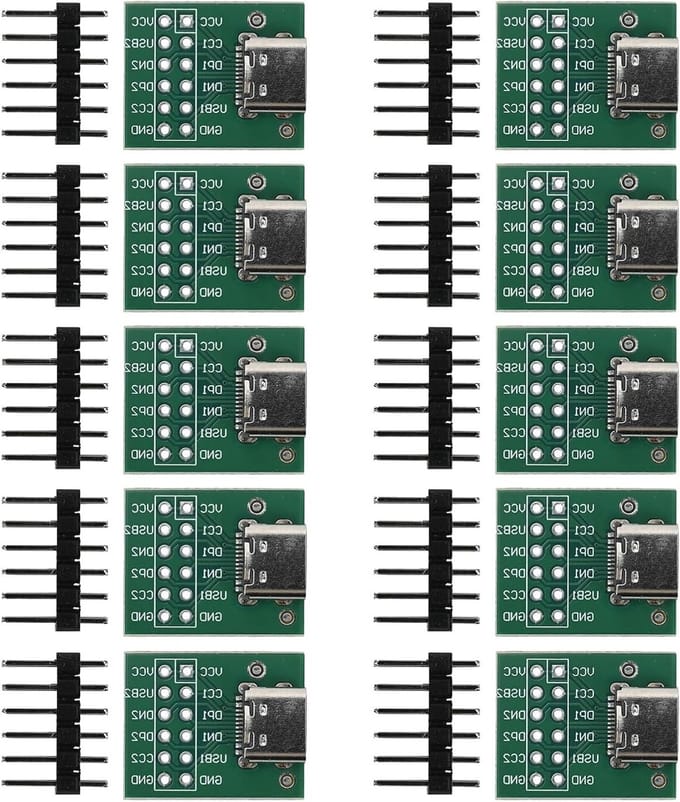 10 Stuks Type-C USB naar DIP Adapter 2.54mm 12 Pin Vrouwelijke Connector PCB Converter voor DIY Projecten en Elektronica