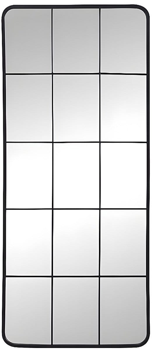 Vente-unique Industriële raamspiegel van metaal - B. 60 x H. 140 cm - Zwart - SCIARA