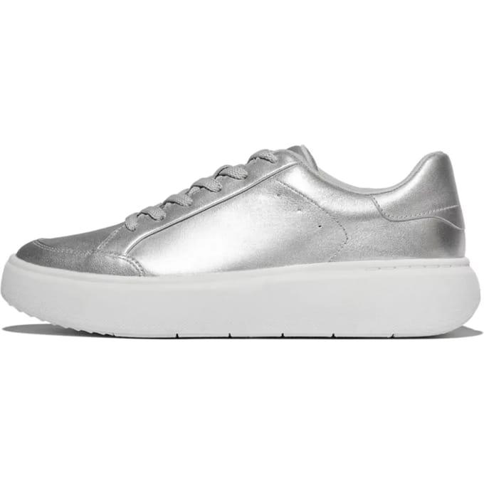 FitFlop Rtg Metallic-Leather Sneakers Dames Sneakers - Silver