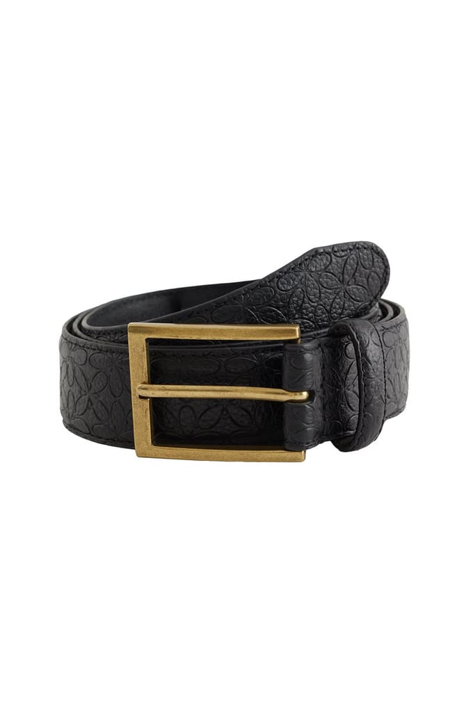 WE Fashion Heren leren riem met bloemenpatroon