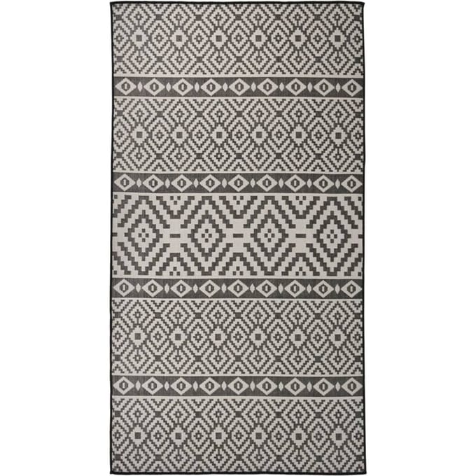 vidaXL - Buitenkleed - met - patroon - platgeweven - 80x150 - cm - zwart