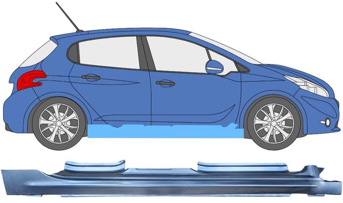 Volledige dorpel voor Peugeot 208 2012-2019 / Rechts
