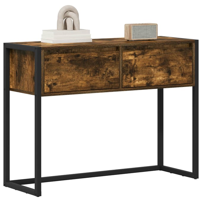 vidaXL - Bijzettafel - Rook - Eik - 100 - x - 36 - x - 75 - cm - Bewerkt - hout