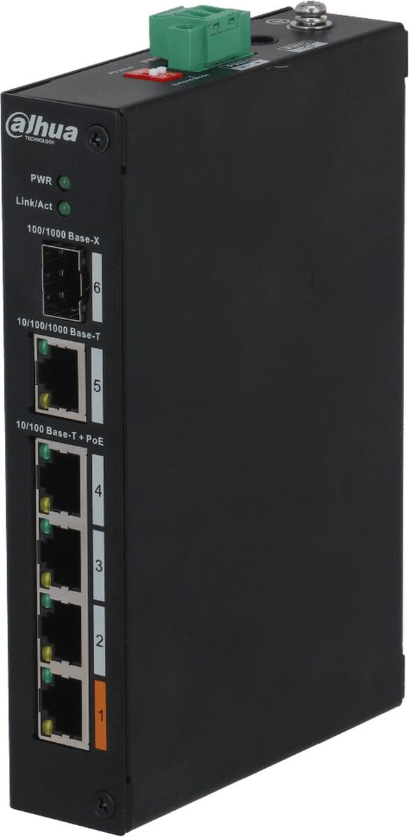 Dahua PFS3106-4ET-60-V2 802.3af/at Power over Ethernet switch met 4 poorten