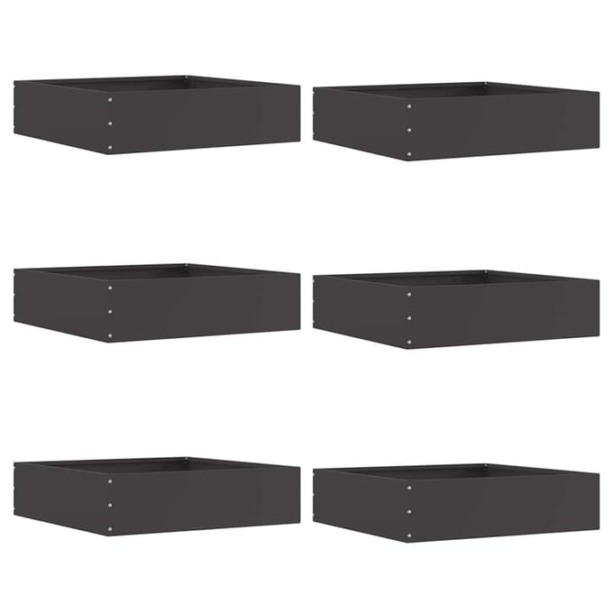 vidaXL - Gazonrand - 6 - st - 50 - x - 50 - x - 13 - cm - Staal - Zwart