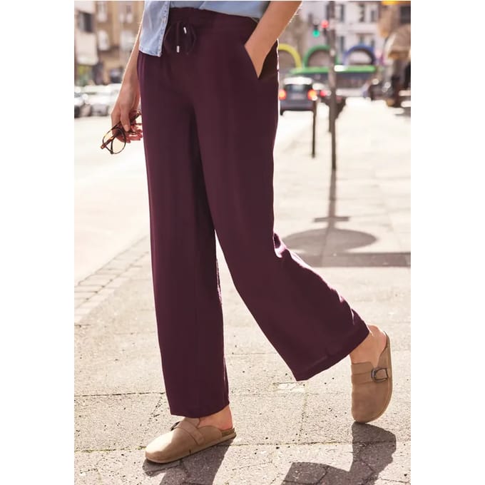 Mid Waist broek met Wide Legs en structuur